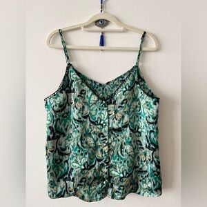 Green and Black Patterned Women's Top